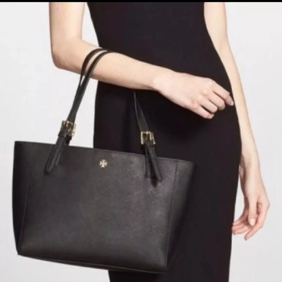 Tory Burch Black Saffiano Leather York Buckle Strap Tote Bag - Picture 16 of 16